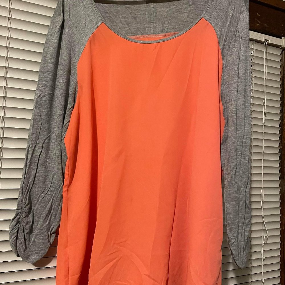 Maurices Coral and Grey Long Sleeve Top